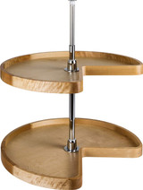 Hardware Resources 24 Inch Diameter Kidney Wood Lazy Susan Set with Twist and Lock Pole - LSK224-SET