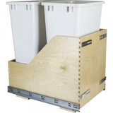 Hardware Resources CDM-WBMD50WH Preassembled 50 Quart Double Pullout Waste Container System