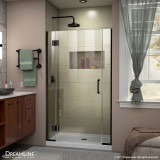 DreamLine D1290672-09 Unidoor-X 41-41 1/2 in. W x 72 in. H Frameless Hinged Shower Door in Satin Black