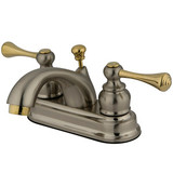 Kingston Brass Two Handle 4" Centerset Lavatory Faucet with Pop-Up Drain - Brushed Nickel/Polished Brass KB3609BL
