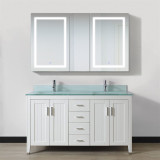 Krugg Svange6036DLLR 3 Door Mirror Medicine Cabinet 60 Inch W x 36 Inch w/Dimmer & Defogger - Left Hinge on Middle Door