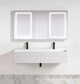 Krugg Svange6636DLRR 3 Door Mirror Medicine Cabinet 66 Inch W x 36 Inch w/Dimmer & Defogger - Right Hinge on Middle Door