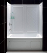 DreamLine SHBW-1360603-01 QWALL-Tub 56-60 in. W x 28-32 in. D x 60 in. H Acrylic Backwall Kit In White