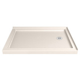 DreamLine DLT-1034482-22 SlimLine 34 in. D x 48 in. W x 2 3/4 in. H Right Drain Double Threshold Shower Base in Biscuit