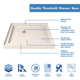 DreamLine DLT-1036360-22 SlimLine 36 in. D x 36 in. W x 2 3/4 in. H Corner Drain Double Threshold Shower Base in Biscuit