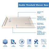 DreamLine DLT-1036481-22 SlimLine 36 in. D x 48 in. W x 2 3/4 in. H Left Drain Double Threshold Shower Base in Biscuit