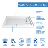 DreamLine DLT-1036482 SlimLine 36 in. D x 48 in. W x 2 3/4 in. H Right Drain Double Threshold Shower Base in White