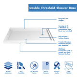 DreamLine DLT-1036602 SlimLine 36 in. D x 60 in. W x 2 3/4 in. H Right Drain Double Threshold Shower Base in White