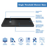 DreamLine DLT-1130601-88 SlimLine 30 in. D x 60 in. W x 2 3/4 in. H Left Drain Single Threshold Shower Base in Black