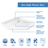 DreamLine DLT-2040400 SlimLine 40 in. D x 40 in. W x 2 3/4 in. H Corner Drain Neo-Angle Shower Base in White