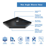 DreamLine DLT-2042420-88 SlimLine 42 in. D x 42 in. W x 2 3/4 in. H Corner Drain Neo-Angle Shower Base in Black