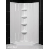 DreamLine DL-6042C-01 40 in. x 40 in. x 75 5/8 in. H Neo-Angle Shower Base and QWALL-2 Acrylic Corner Backwall Kit in White