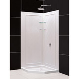 DreamLine DL-6047C-01 42 in. x 42 in. x 76 3/4 in. H Neo-Angle Shower Base and QWALL-4 Acrylic Corner Backwall Kit in White