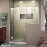 DreamLine D1253034-04 Unidoor-X 61-61 1/2 in. W x 72 in. H Frameless Hinged Shower Door in Brushed Nickel