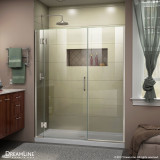 DreamLine D1303072-04 Unidoor-X 66-66 1/2 in. W x 72 in. H Frameless Hinged Shower Door in Brushed Nickel
