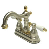 Kingston Brass Two Handle 4" Centerset Lavatory Faucet with Pop-Up Drain Drain - Brushed Nickel/Polished Brass KB1609PL