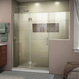 DreamLine D3242436L-04 Unidoor-X 72-72 1/2 in. W x 72 in. H Frameless Hinged Shower Door in Brushed Nickel