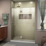 DreamLine D32472L-04 Unidoor-X 48 in. W x 72 in. H Frameless Hinged Shower Door in Brushed Nickel