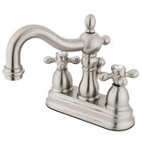 Kingston Brass Two Handle 4" Centerset Lavatory Faucet with Pop-Up Drain Drain - Satin Nickel KB1608AX