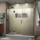 DreamLine D3251472L-06 Unidoor-X 63-63 1/2 in. W x 72 in. H Frameless Hinged Shower Door in Oil Rubbed Bronze