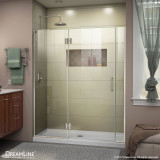 DreamLine D3260672L-04 Unidoor-X 56-56 1/2 in. W x 72 in. H Frameless Hinged Shower Door in Brushed Nickel
