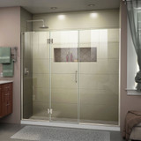 DreamLine D3261472L-04 Unidoor-X 64-64 1/2 in. W x 72 in. H Frameless Hinged Shower Door in Brushed Nickel