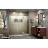 DreamLine D3261472R-04 Unidoor-X 64-64 1/2 in. W x 72 in. H Frameless Hinged Shower Door in Brushed Nickel