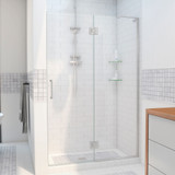 DreamLine D32672R-04 Unidoor-X 50 in. W x 72 in. H Frameless Hinged Shower Door in Brushed Nickel