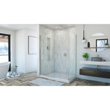 DreamLine SHDR-3230342-04 Linea Two Individual Frameless Shower Screens 34 in. and 30 in. W x 72 in. H, Open Entry Design in Brushed Nickel