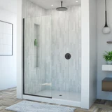 DreamLine SHDR-3234721-09 Linea Single Panel Frameless Shower Screen 34 in. W x 72 in. H, Open Entry Design in Satin Black