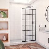 DreamLine SHDR-3234721-87 French Linea Rhone 34 in. W x 72 in. H Single Panel Frameless Shower Door, Open Entry Design in Satin Black