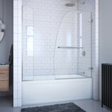 DreamLine SHDR-3534586-EX-04 Aqua Uno 56-60 in. W x 58 in. H Frameless Hinged Tub Door with Extender Panel in Brushed Nickel
