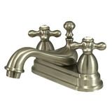 Kingston Brass Two Handle 4" Centerset Lavatory Faucet with Brass Pop-Up Drain - Brushed Nickel KS3608AX