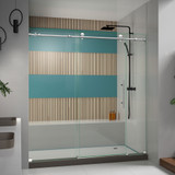 DreamLine SHDR-61727610-08 Enigma-X 68-72 in. W x 76 in. H Fully Frameless Sliding Shower Door in Polished Stainless Steel