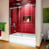 DreamLine SHDR-6560620-07 Enigma Sky 56-60 in. W x 62 in. H Frameless Sliding Tub Door in Brushed Stainless Steel