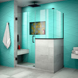 DreamLine SHEN-2423243436-09 Unidoor Plus 47 in. W x 36 3/8 in. D x 72 in. H Frameless Hinged Shower Enclosure in Satin Black