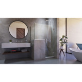 DreamLine SHEN-2424243436-04 Unidoor Plus 48 in. W x 36 3/8 in. D x 72 in. H Frameless Hinged Shower Enclosure in Brushed Nickel
