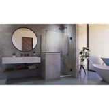 DreamLine SHEN-2424243630-09 Unidoor Plus 48 in. W x 30 3/8 in. D x 72 in. H Frameless Hinged Shower Enclosure in Satin Black