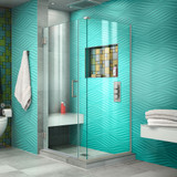 DreamLine SHEN-24335340-04 Unidoor Plus 33 1/2 in. W x 34 3/8 in. D x 72 in. H Frameless Hinged Shower Enclosure in Brushed Nickel