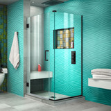DreamLine SHEN-24335340-09 Unidoor Plus 33 1/2 in. W x 34 3/8 in. D x 72 in. H Frameless Hinged Shower Enclosure in Satin Black