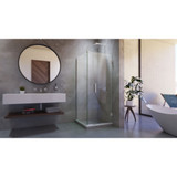 DreamLine SHEN-24355340-04 Unidoor Plus 35 1/2 in. W x 34 3/8 in. D x 72 in. H Frameless Hinged Shower Enclosure in Brushed Nickel