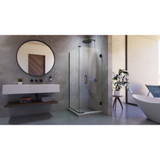 DreamLine SHEN-24365340-09 Unidoor Plus 36 1/2 in. W x 34 3/8 in. D x 72 in. H Frameless Hinged Shower Enclosure, Clear Glass, Satin Black