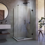 DreamLine SHEN-24435340-06 Unidoor Plus 43 1/2 in. W x 34 3/8 in. D x 72 in. H Frameless Hinged Shower Enclosure, Clear Glass, Oil Rubbed Bronze