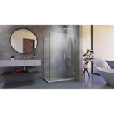 DreamLine SHEN-24465340-04 Unidoor Plus 46 1/2 in. W x 34 3/8 in. D x 72 in. H Frameless Hinged Shower Enclosure, Clear Glass, Brushed Nickel