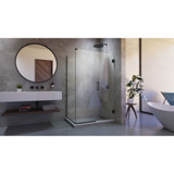DreamLine SHEN-24520340-09 Unidoor Plus 52 in. W x 34 3/8 in. D x 72 in. H Frameless Hinged Shower Enclosure, Clear Glass, Satin Black