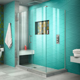 DreamLine SHEN-24525300-04 Unidoor Plus 52 1/2 in. W x 30 3/8 in. D x 72 in. H Frameless Hinged Shower Enclosure in Brushed Nickel