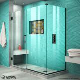 DreamLine SHEN-24545340-09 Unidoor Plus 54 1/2 in. W x 34 3/8 in. D x 72 in. H Frameless Hinged Shower Enclosure, Clear Glass, Satin Black