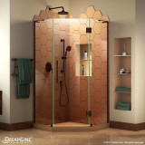 DreamLine SHEN-2640400-06 Prism Plus 40 in. D x 40 in. W x 72 in. H Frameless Hinged Shower Enclosure in Oil Rubbed Bronze
