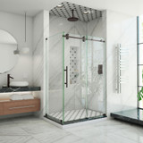 DreamLine SHEN-6132482-06 Enigma-XO 32 1/2 in. D x 44 3/8-48 3/8 in. W x 76 in. H Frameless Shower Enclosure in Oil Rubbed Bronze Stainless Steel