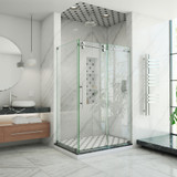 DreamLine SHEN-6132482-07 Enigma-XO 32 1/2 in. D x 44 3/8-48 3/8 in. W x 76 in. H Frameless Shower Enclosure in Brushed Stainless Steel